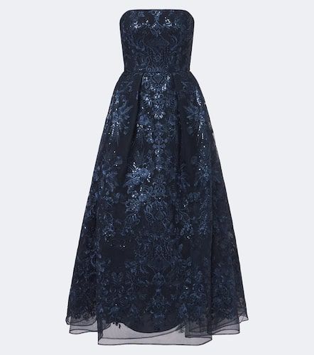 Abito lungo bustier in pizzo con paillettes - Elie Saab - Modalova