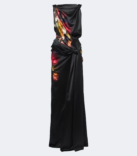 Draped printed silk satin gown - Dries Van Noten - Modalova