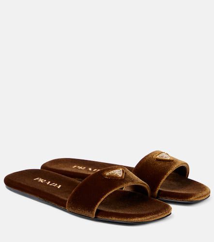 Sandalias de terciopelo con logo - Prada - Modalova