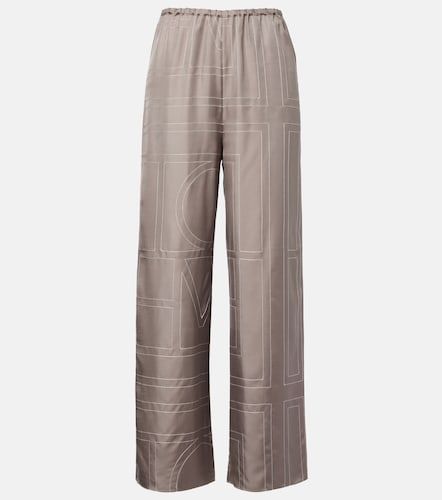 Monogram silk twill pajama pants - Toteme - Modalova