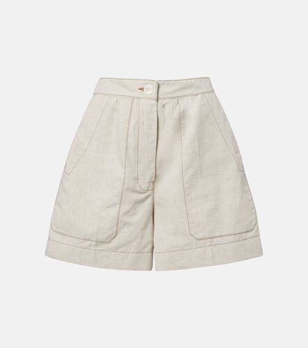 Cotton and linen chambray shorts - Prada - Modalova