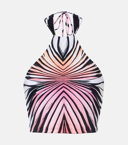 Crop top de malla estampado - Roberto Cavalli - Modalova
