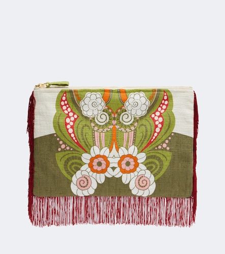 Pouch de lona de algodón estampado con flecos - La DoubleJ - Modalova
