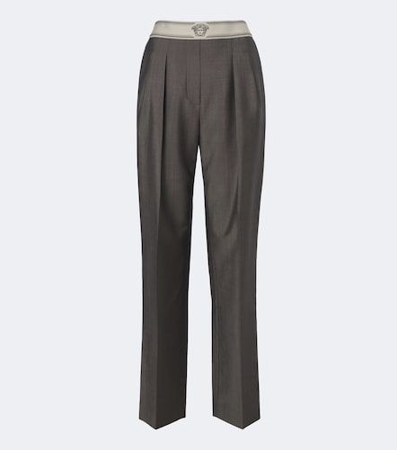 Wool and mohair straight pants - Versace - Modalova