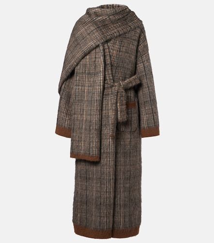 Checked mohair and wool-blend wrap coat - Brunello Cucinelli - Modalova