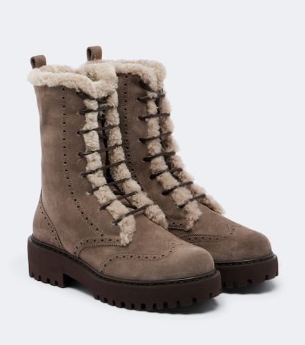 Schnürstiefel aus Veloursleder mit Shearling - Brunello Cucinelli - Modalova