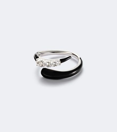 Oui 18kt white gold and enamel ring with diamonds - Nikos Koulis - Modalova