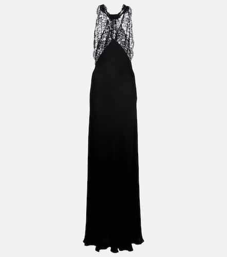 Lace-trimmed silk charmeuse gown - Saint Laurent - Modalova