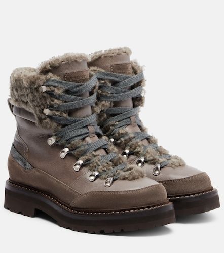 Ankle Boots aus Leder mit Shearling - Brunello Cucinelli - Modalova
