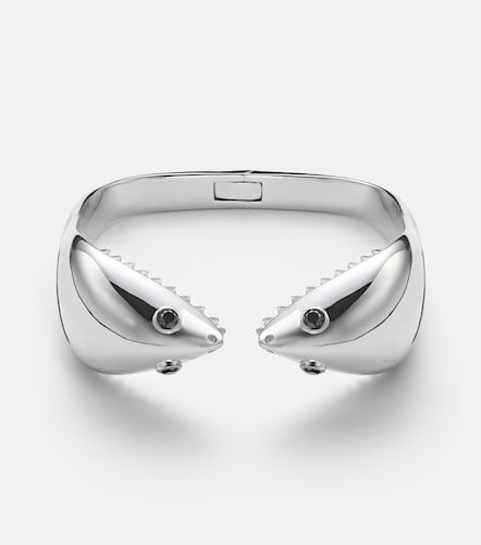 Requin 9kt white gold bangle with diamonds - Yvonne Leon - Modalova