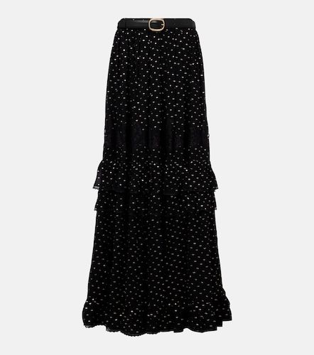 Gonna lunga in chiffon a pois con pizzo - Self-Portrait - Modalova
