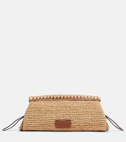 Maude leather-trimmed raffia clutch - Staud - Modalova