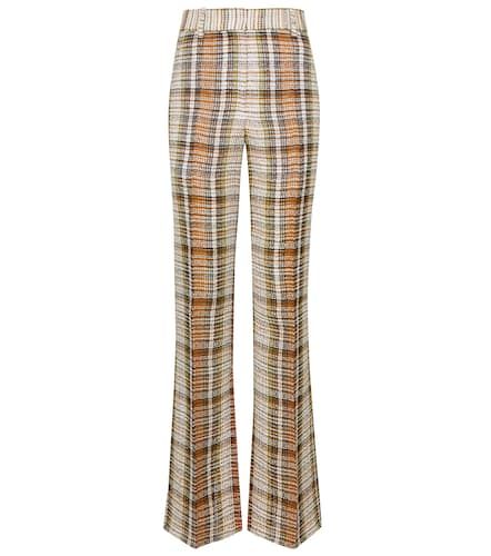 Checked linen flared pants - Victoria Beckham - Modalova