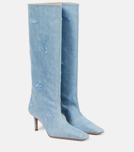 Distressed denim knee-high boots - Acne Studios - Modalova