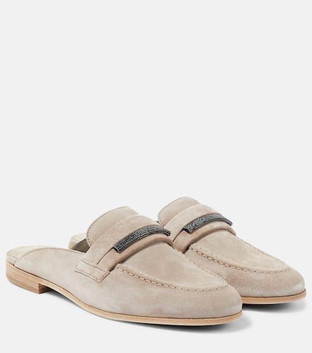 Verzierte Slippers aus Veloursleder - Brunello Cucinelli - Modalova