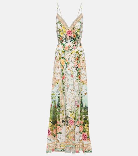 Floral embellished silk maxi dress - Camilla - Modalova