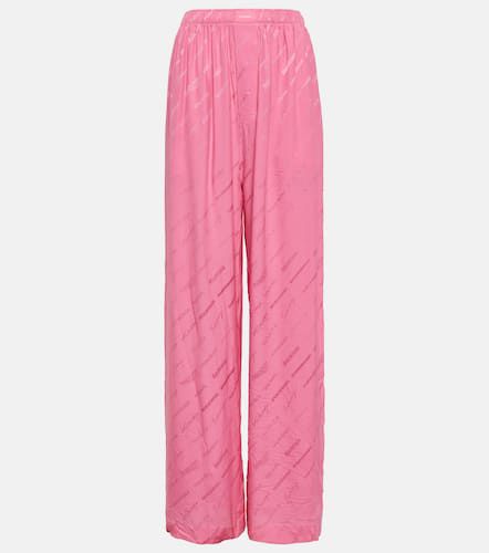 Logo high-rise wide-leg silk pants - Balenciaga - Modalova