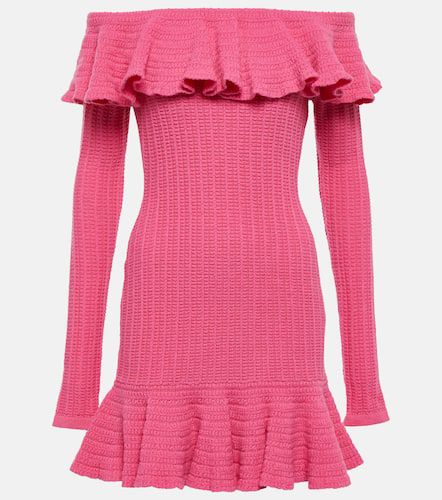 Off-shoulder ruffled wool minidress - Blumarine - Modalova
