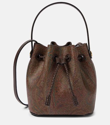 Mini paisley jacquard and canvas bucket bag - Etro - Modalova