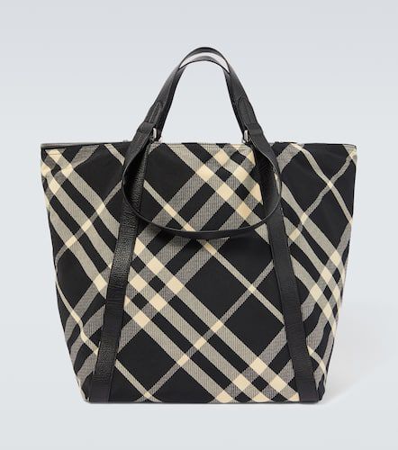 Check Large leather-trimmed tote bag - Burberry - Modalova