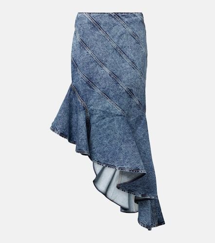 Alaïa Falda midi Spiral de denim asimétrica - Alaia - Modalova