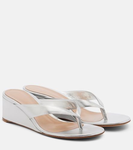 Metallic leather wedge thong sandals - Gianvito Rossi - Modalova