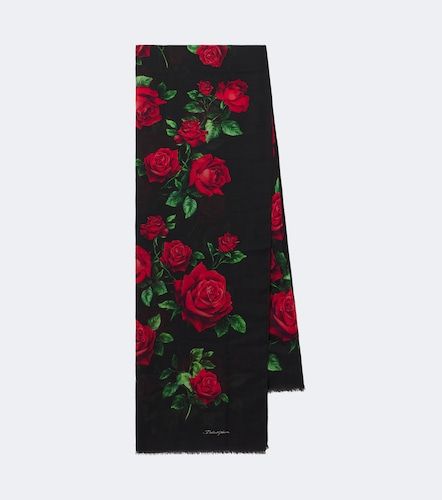 Sciarpa in seta con stampa floreale - Dolce&Gabbana - Modalova