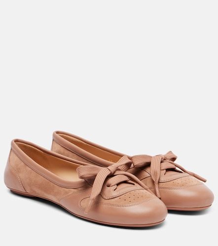 Vault leather-trimmed suede ballet flats - Gianvito Rossi - Modalova