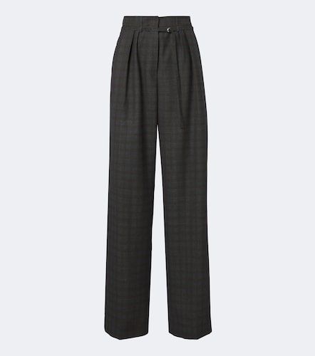 Checked pleated wool wide-leg pants - Dries Van Noten - Modalova