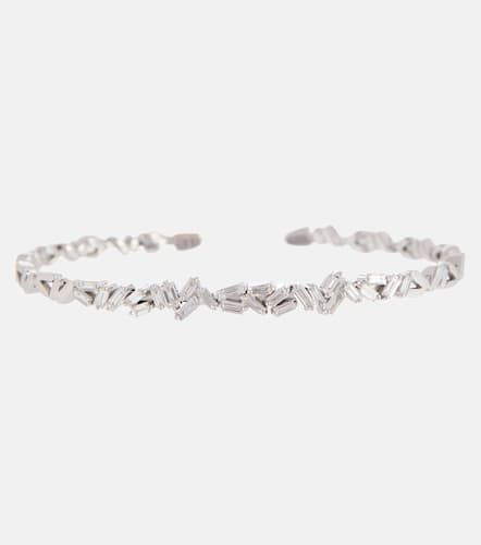 Kt white cuff bracelet with white diamonds - Suzanne Kalan - Modalova