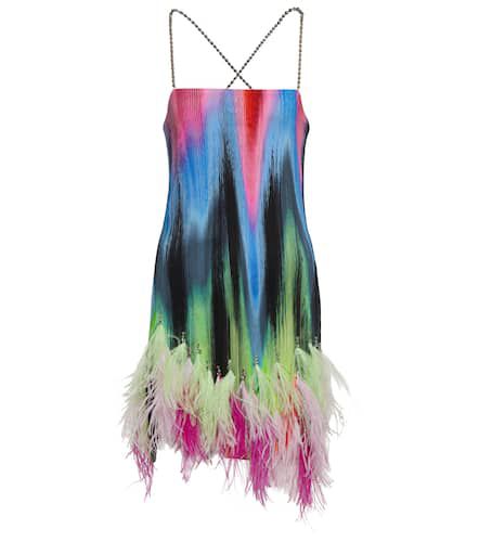 Fujiko feather-trimmed printed minidress - The Attico - Modalova