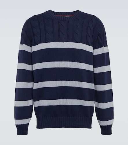 Striped cable-knit cotton sweater - Brunello Cucinelli - Modalova