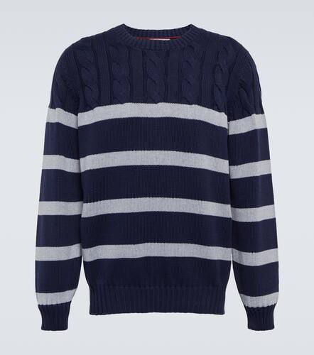 Striped cable-knit cotton sweater - Brunello Cucinelli - Modalova