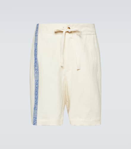 Logo high-rise cotton and linen shorts - JW Anderson - Modalova