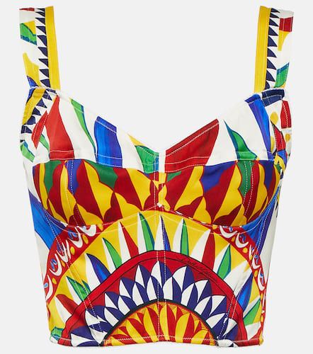 Printed silk-blend bustier top - Dolce&Gabbana - Modalova