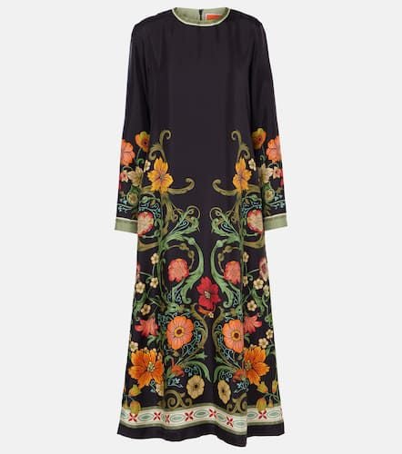 Swing floral silk twill midi dress - La DoubleJ - Modalova