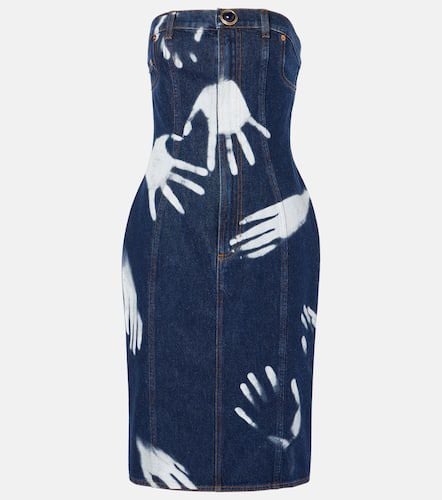 Printed strapless denim midi dress - Area - Modalova