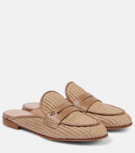 Florio Marbella leather-trimmed raffia mules - Gianvito Rossi - Modalova