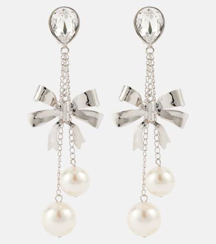 Bow-embellished clip-on earrings - Alessandra Rich - Modalova