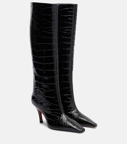 Botas altas Mona de piel grabada - Amina Muaddi - Modalova