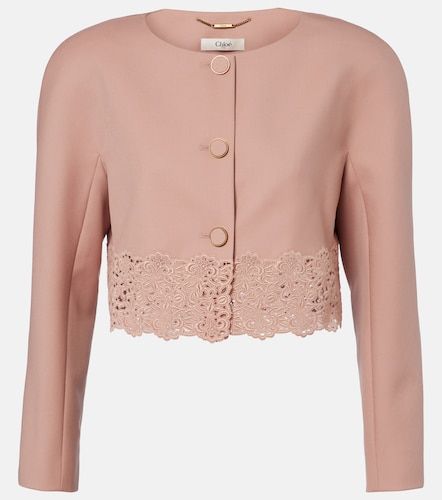 Cropped virgin wool gabardine jacket - Chloe - Modalova