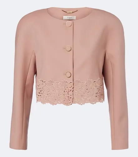 Cropped virgin wool gabardine jacket - Chloe - Modalova