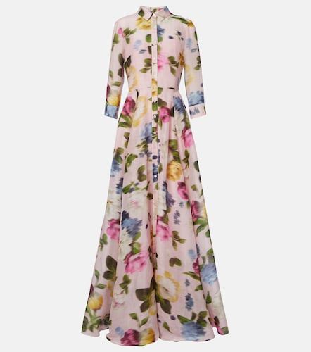 Abito lungo in lino e seta con stampa - Carolina Herrera - Modalova