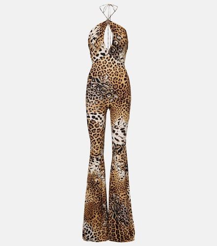 Jaguar-print cutout jersey jumpsuit - Roberto Cavalli - Modalova