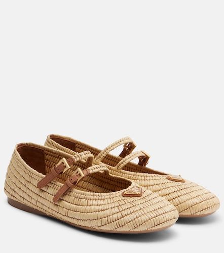 Crochet raffia-effect Mary Jane flats - Prada - Modalova