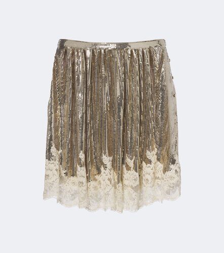 Lace-trimmed chainmail miniskirt - Rabanne - Modalova