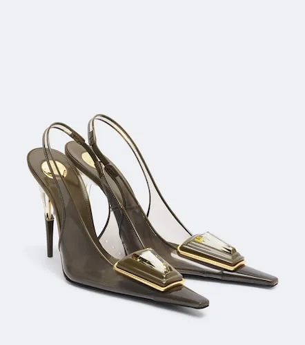 Sibyl leather-trimmed TPU slingback pumps - Saint Laurent - Modalova