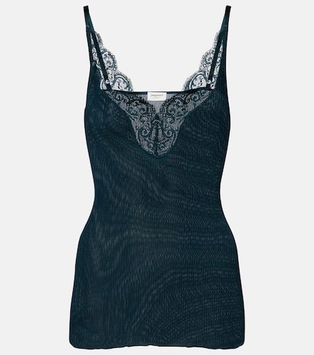 Top in seta a coste con pizzo - Saint Laurent - Modalova