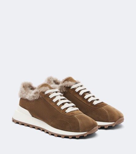 Monili shearling-lined suede sneakers - Brunello Cucinelli - Modalova