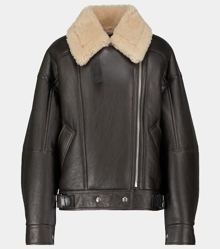 Shearling and leather biker jacket - Acne Studios - Modalova